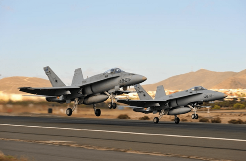 El Ala 46 aporta 4 cazas y 27 aviadores (Foto TA)